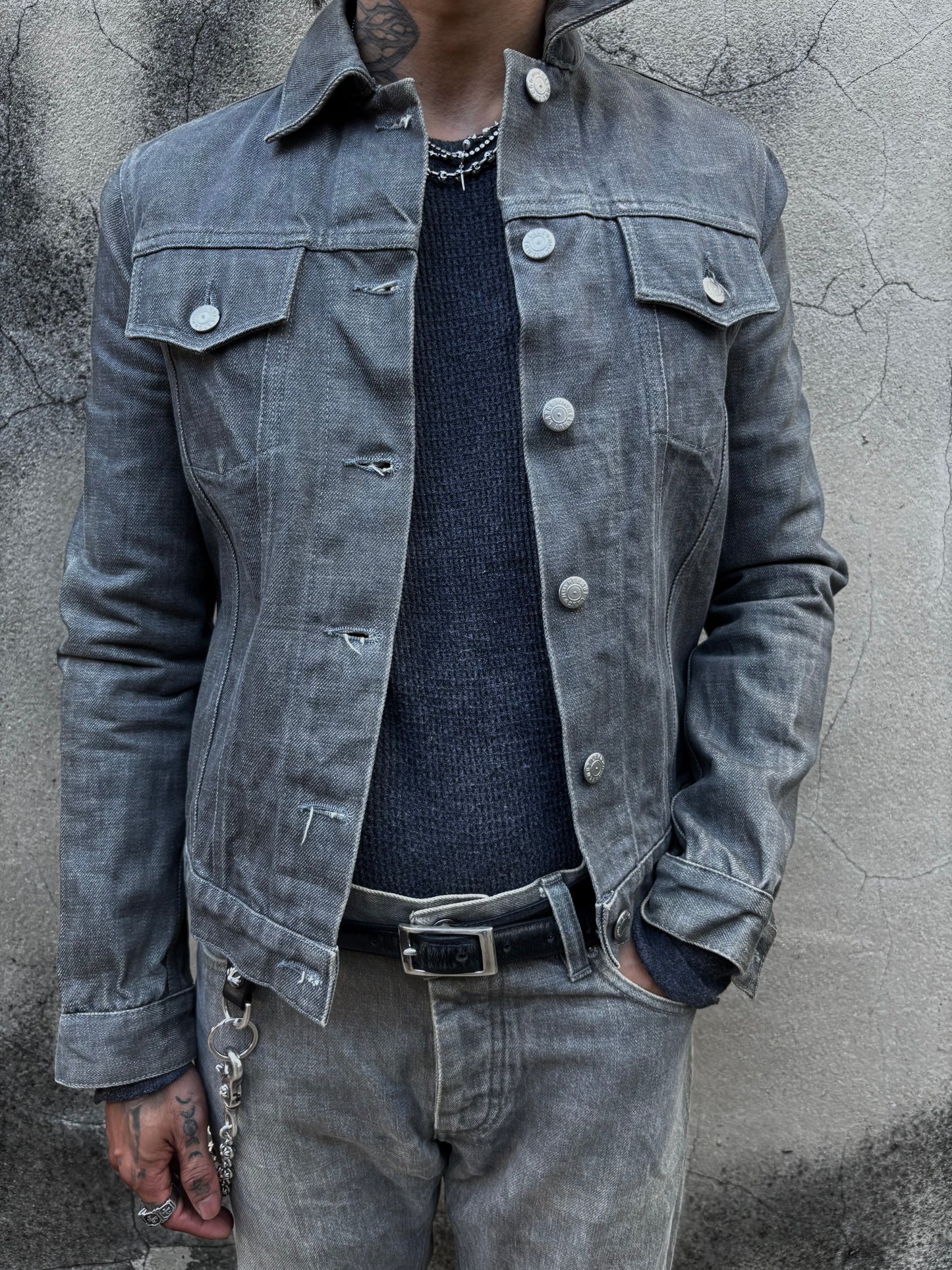Helmut Lang 1999 Washed Grey Trucker Jacket