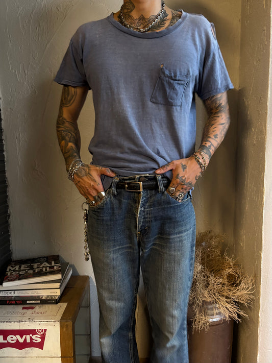 Vintage late 70’s Faded Navy distressed Pocket Tee