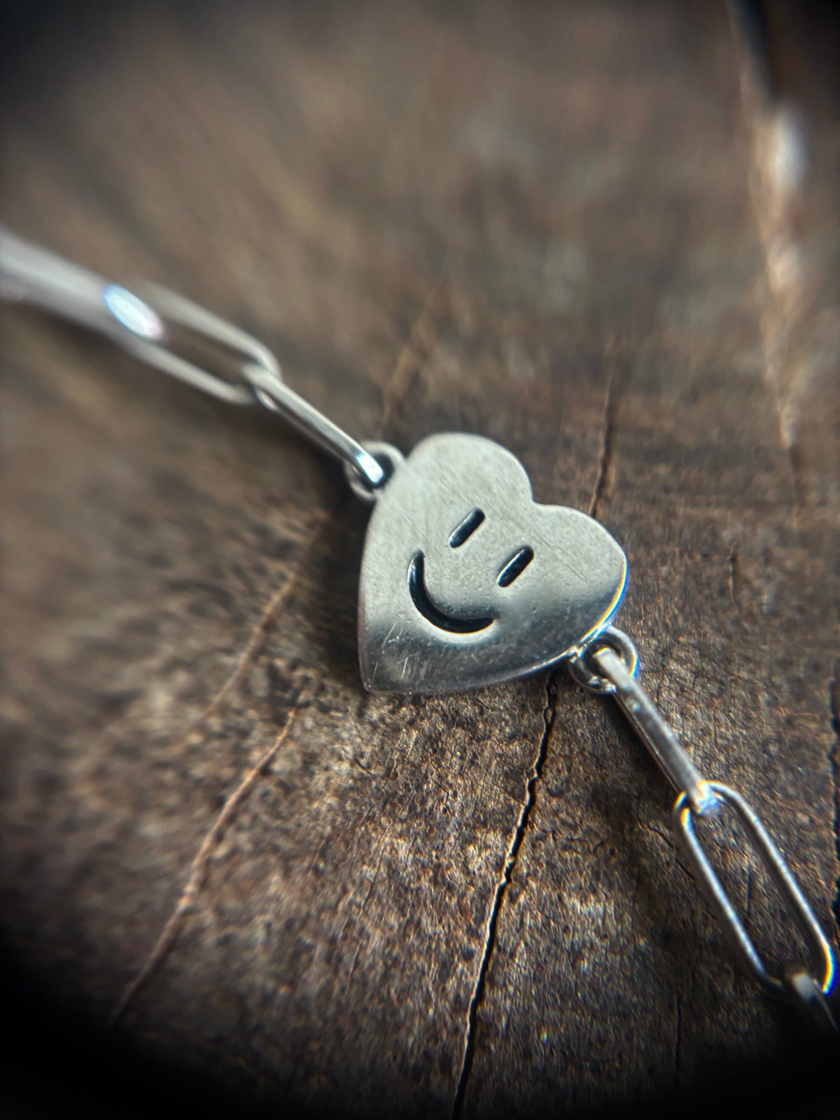 Vintage Silver 925 Sad Heart Bracelet