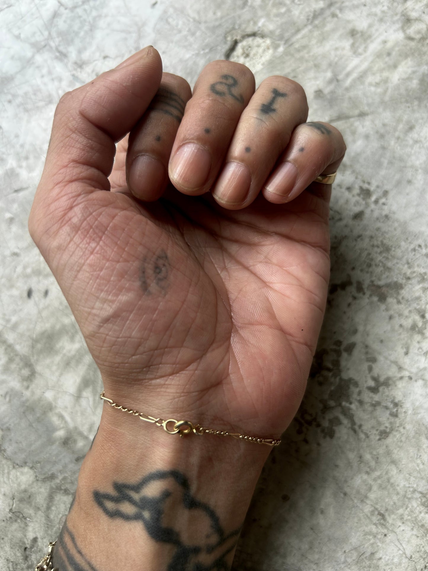 Vintage Gold 14K italy Figaro 3-1 Bracelet