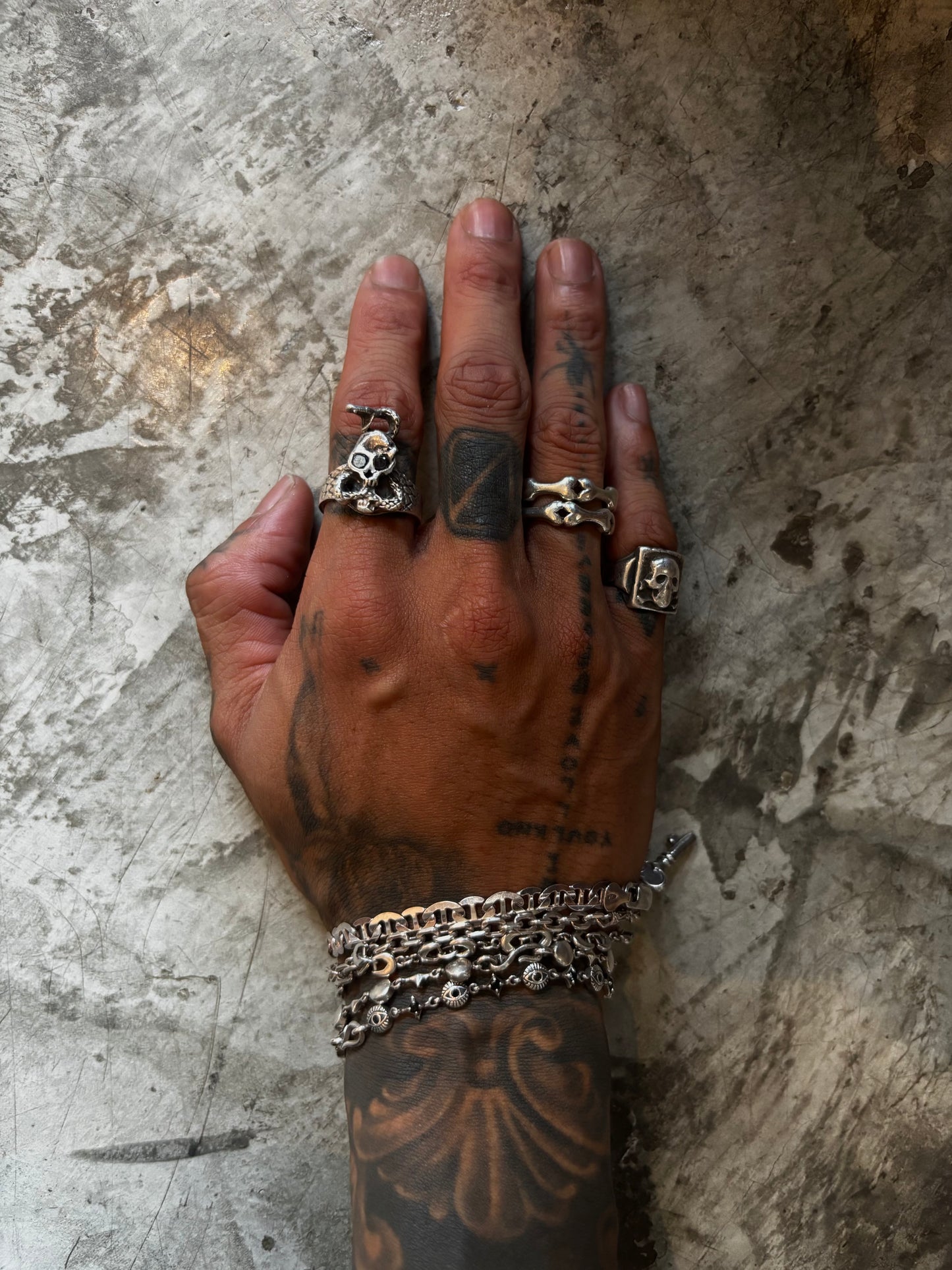 Vintage Silver 925 Bone Link Double Rings