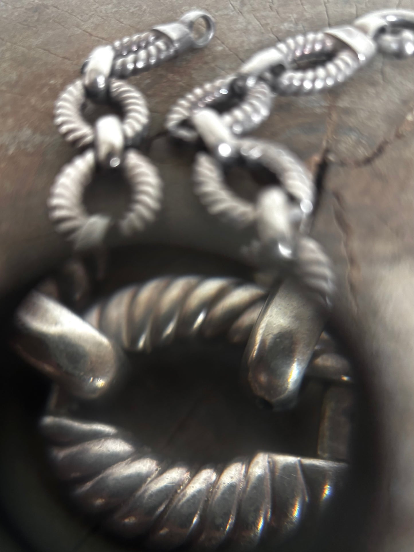 Vintage 925 Silver Twisted Rope Link Bracelet