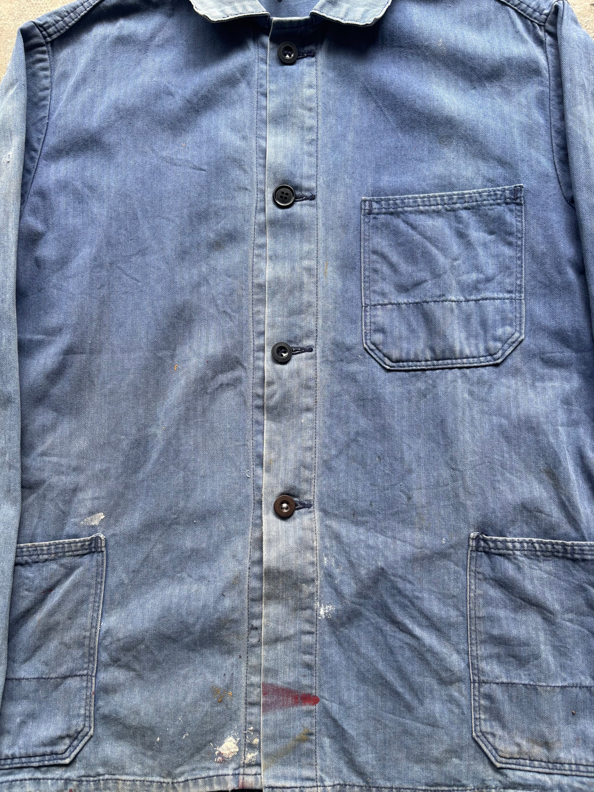 Vintage 1950s–60s French Work Jacket — Navy Herringbone