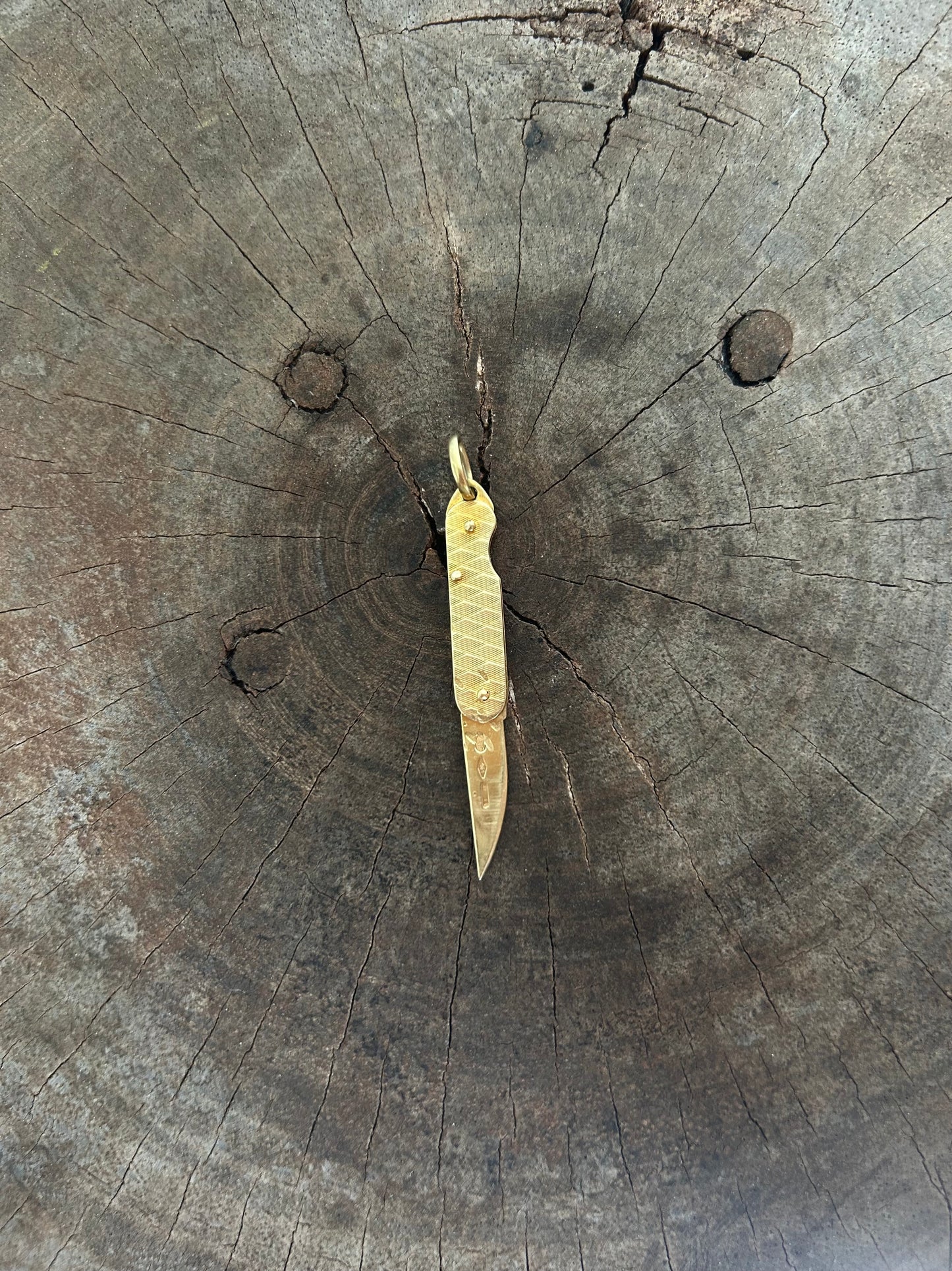 Vintage Gold 9K Pocket Knife Rare Charm