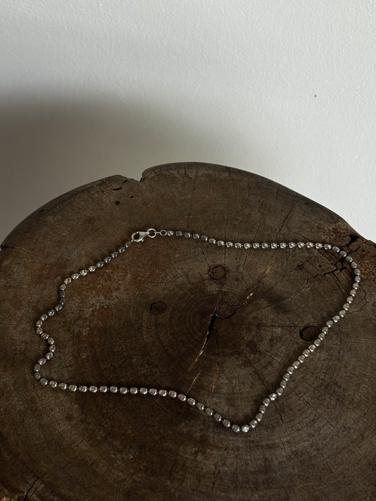 Vintage Italy Silver 925 Diamond Cut Ball Chain Necklace