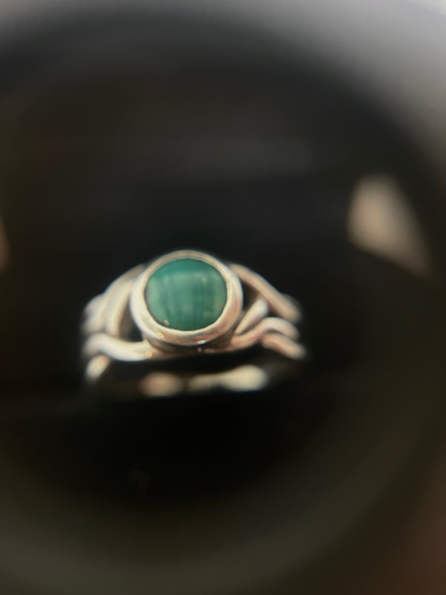 Vintage Silver 925 Wave Malachite Ring