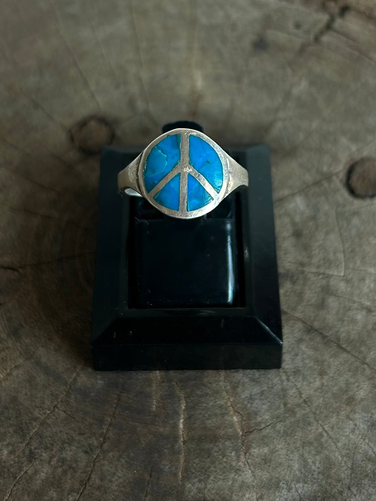 Vintage Silver 925 Peace & Turquoise Classic Ring