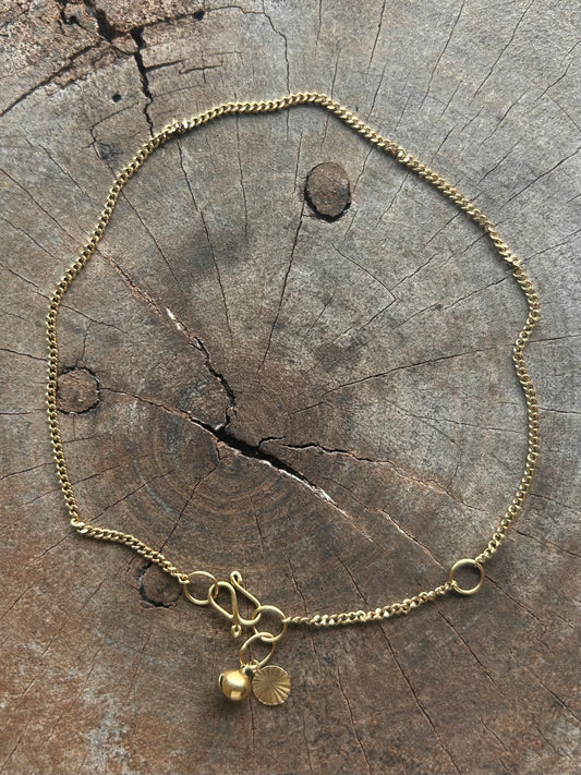 Vintage Gold 18k Bell Charm Anklet