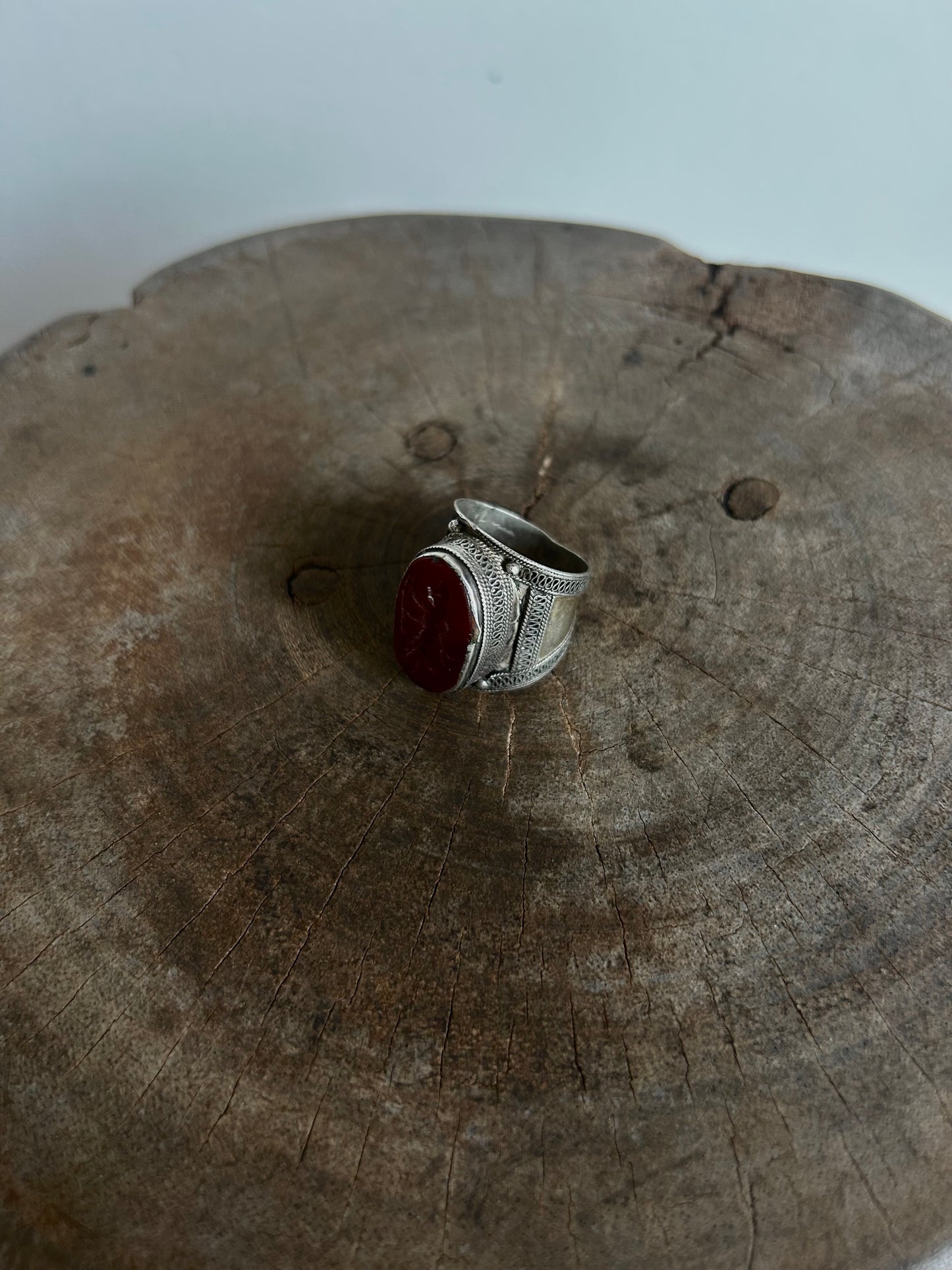 Antique silver 925 Red Cameo Ring