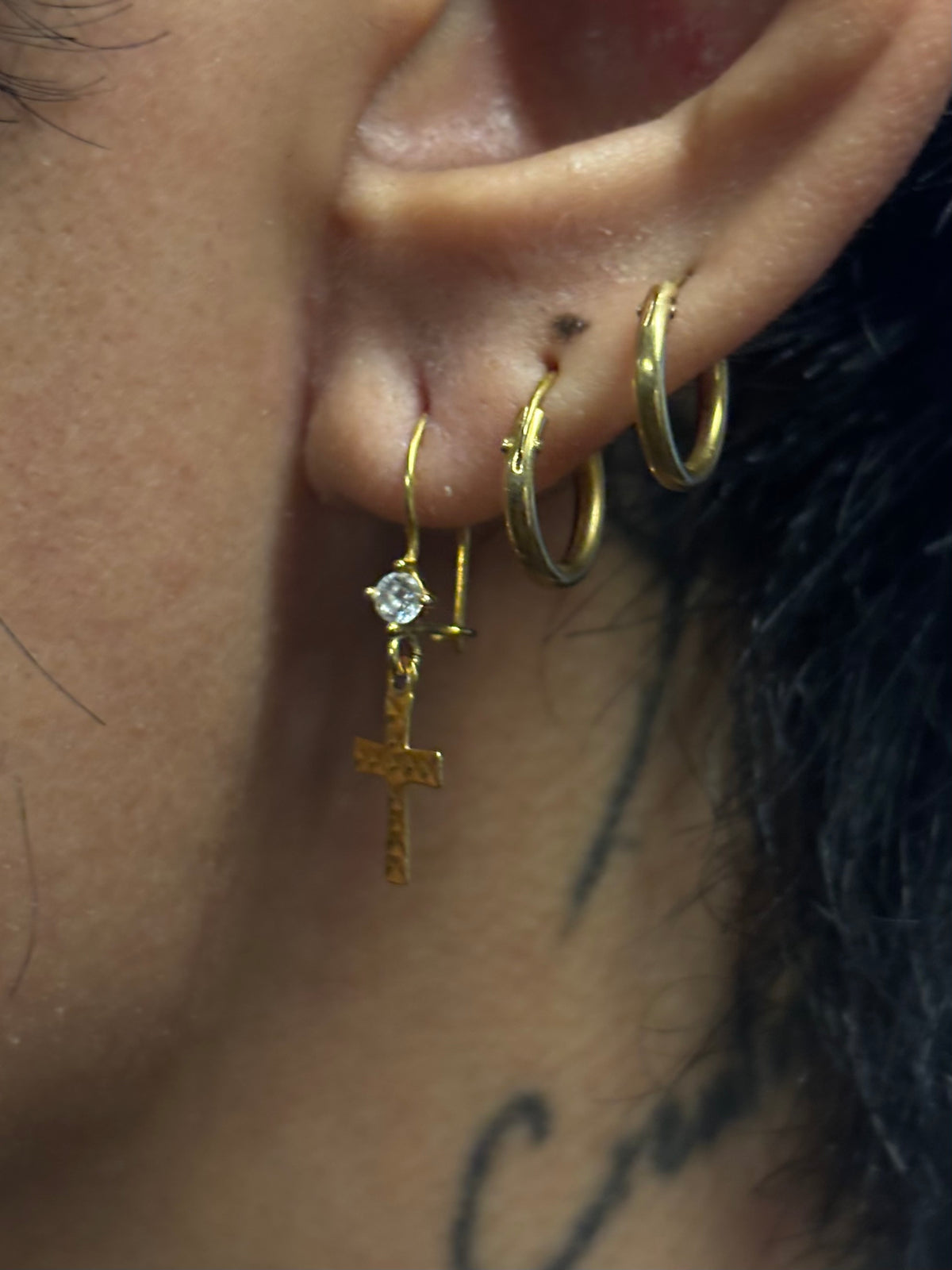 Vintage Gold 9K Cross Earrings