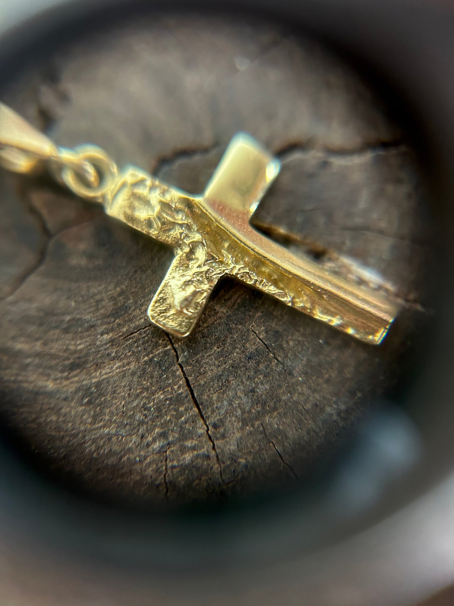 Vintage Gold 14k Cement Half Cross Charm