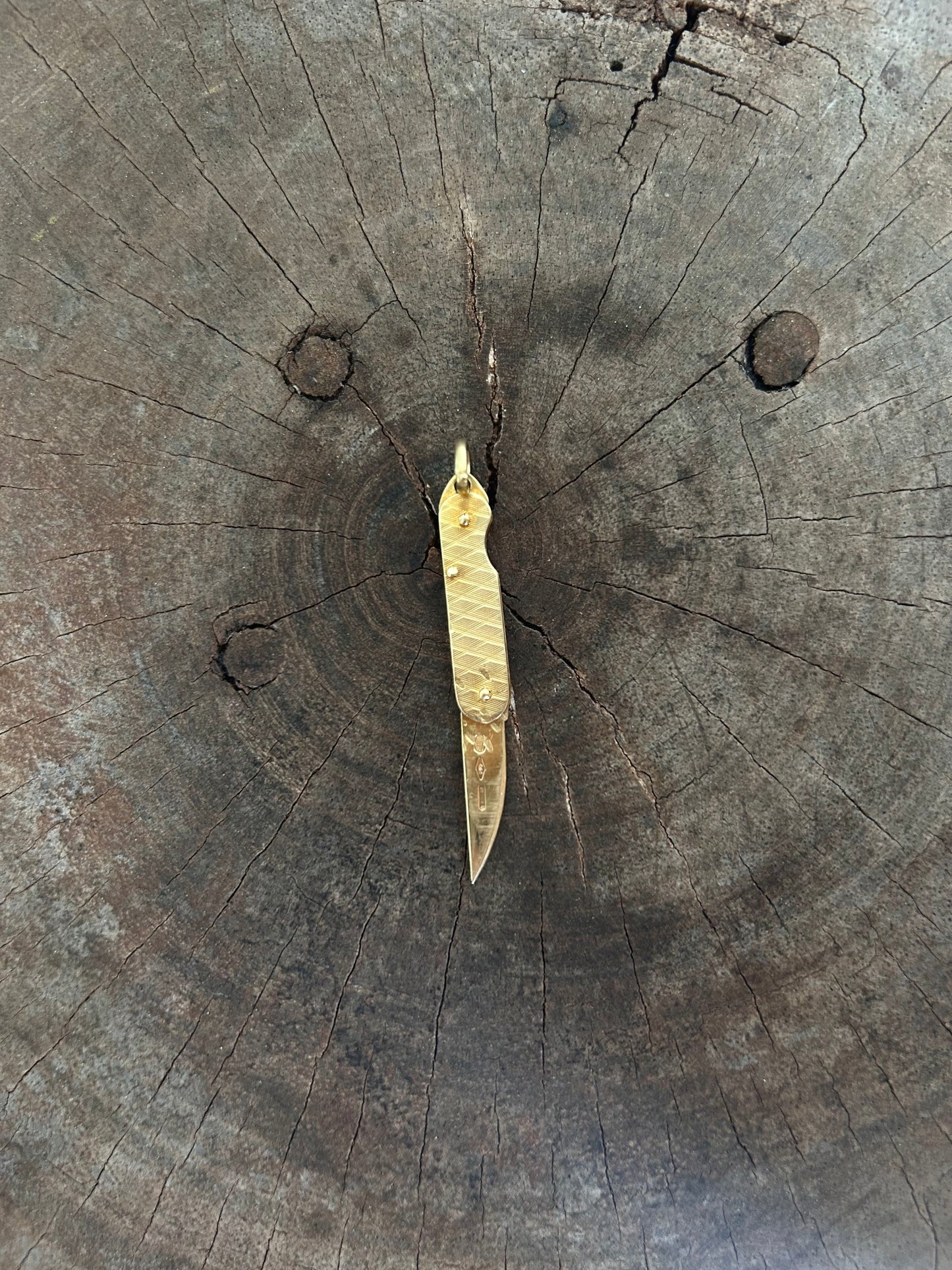 Vintage Gold 9K Pocket Knife Rare Charm