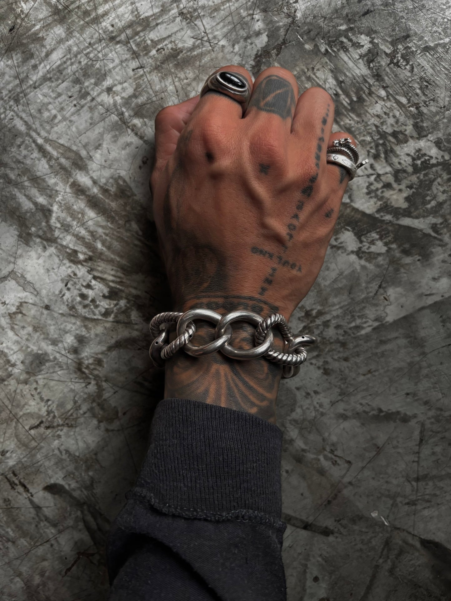 Vintage 925 Silver Heavy Rope Link Bracelet