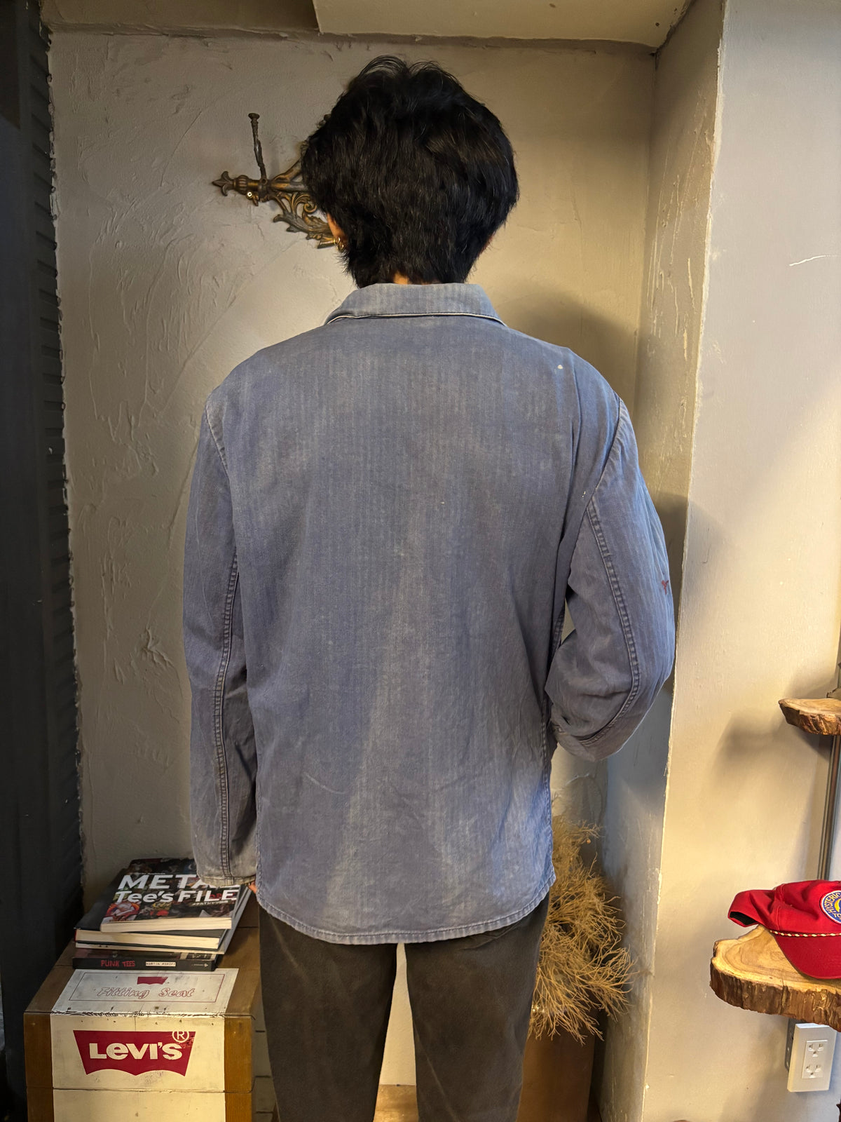 Vintage 1950s–60s French Work Jacket — Navy Herringbone