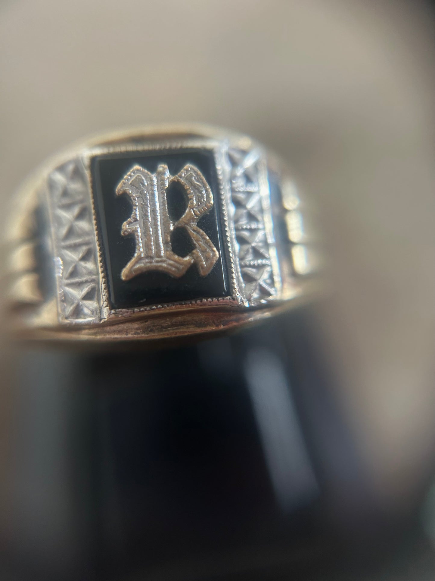 Vintage 1970’s Gold 10K Onyx and Silver Signet Ring