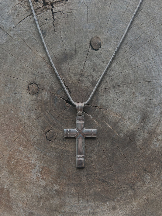 Vintage Silver 925 Cross Rope Necklace