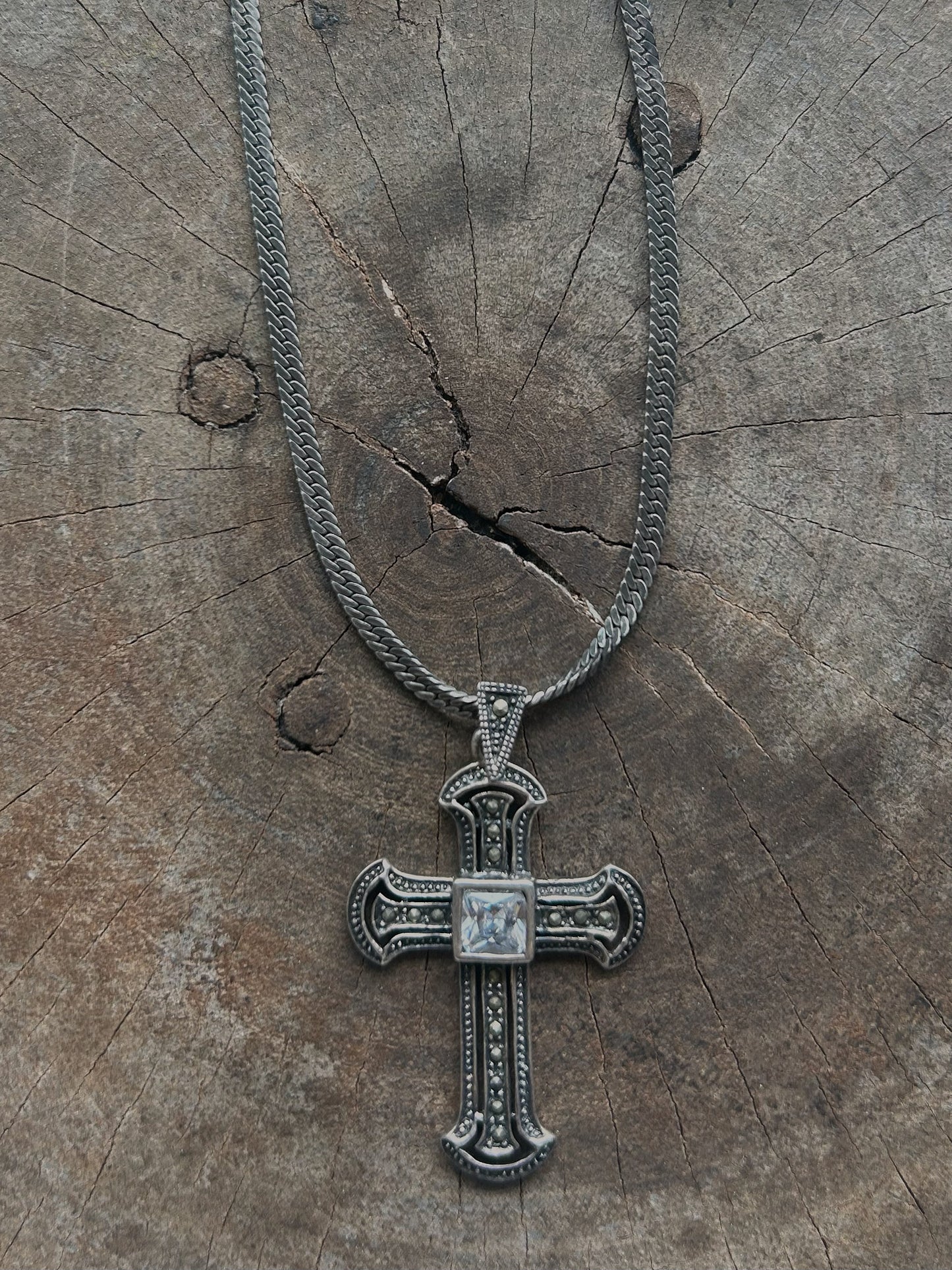 Vintage Silver 925 Gothic Cross Necklace