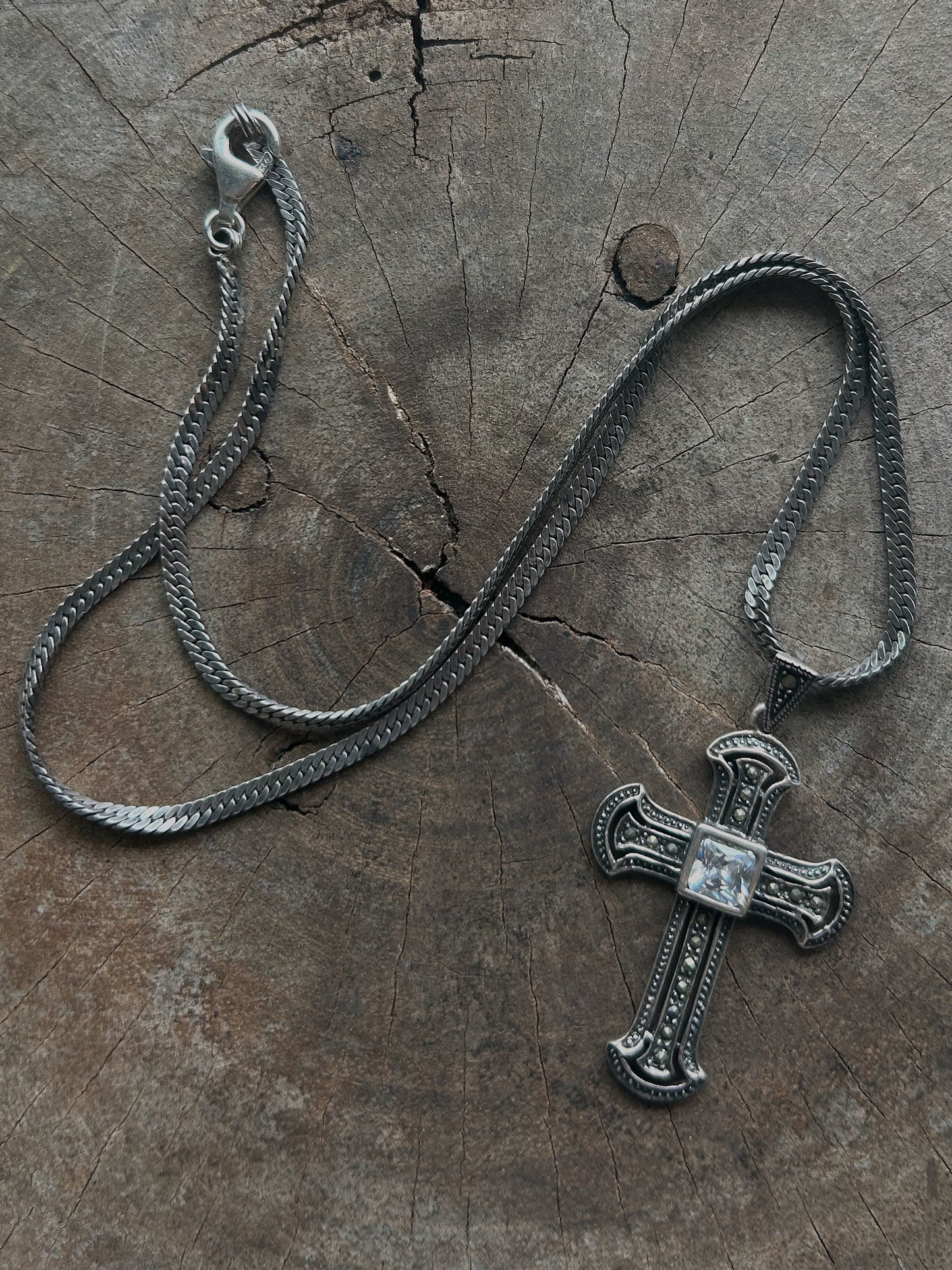 Vintage Silver 925 Gothic Cross Necklace