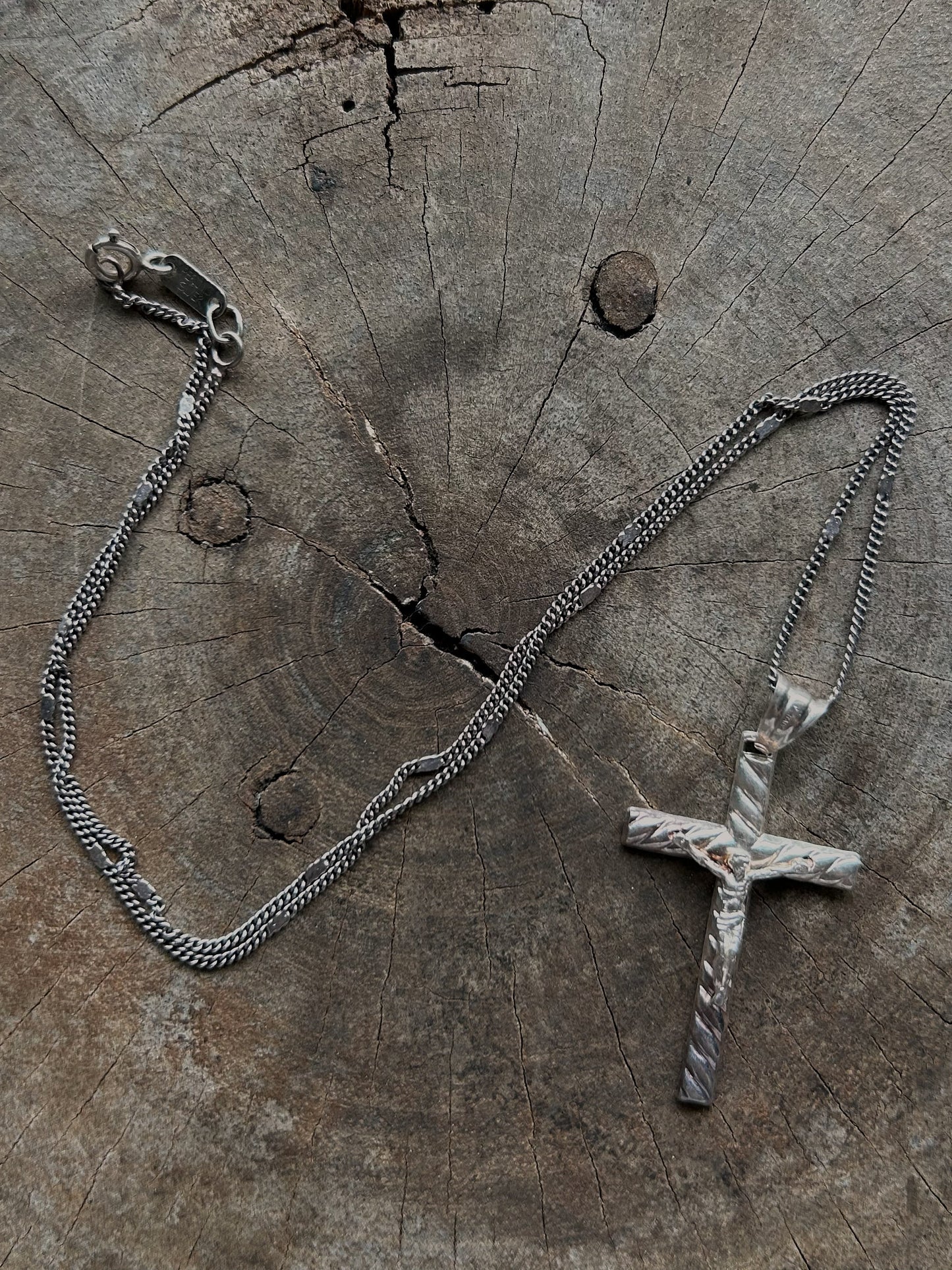 Vintage Silver 925 Cross Rope Necklace