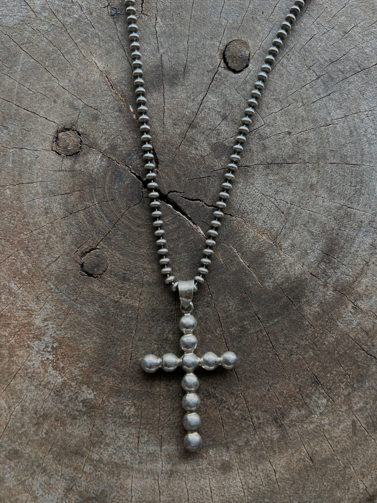 Vintage Silver 925 Cross Ball Charm Neckalce