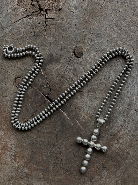 Vintage Silver 925 Cross Ball Charm Neckalce