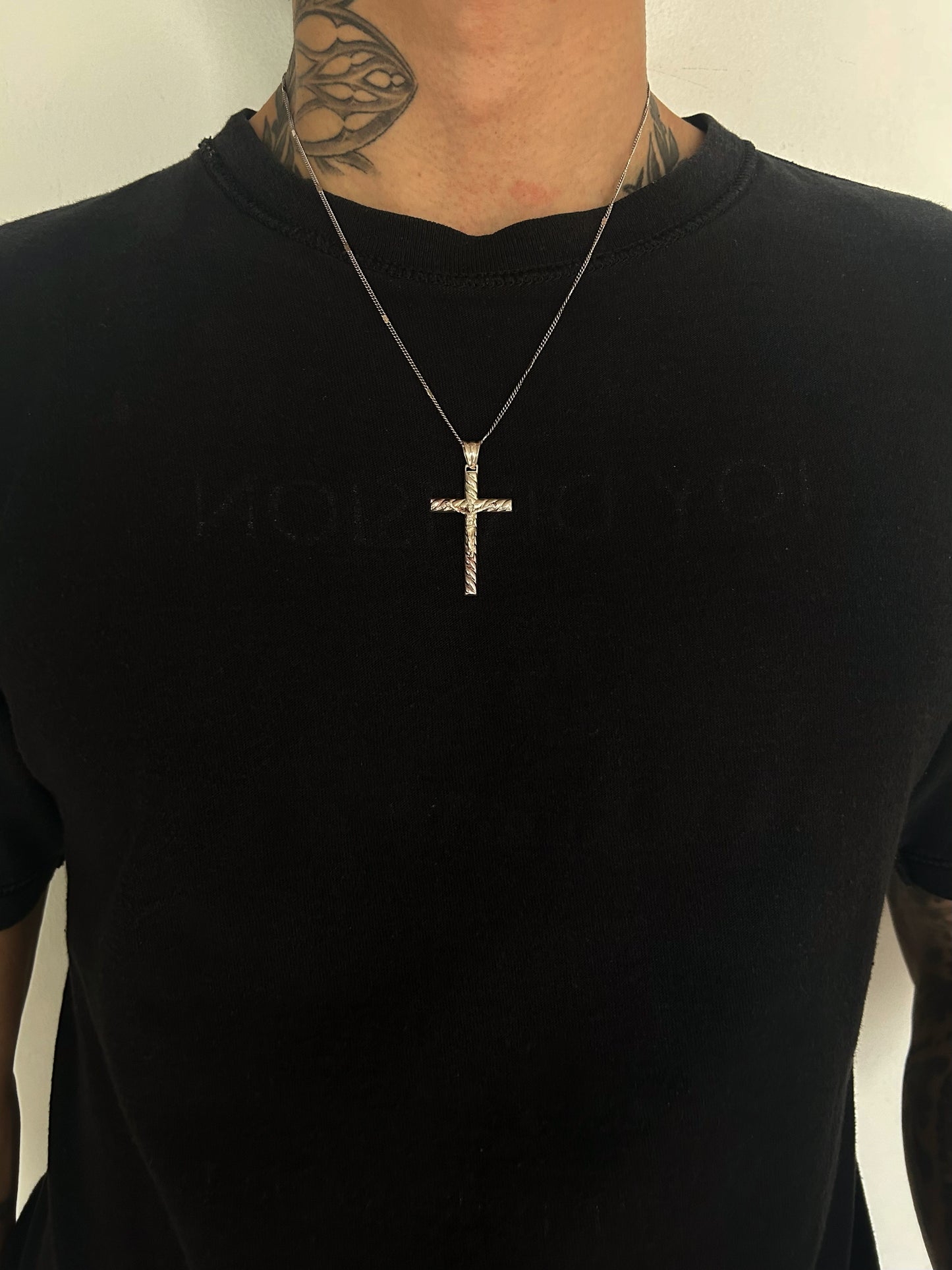 Vintage Silver 925 Cross Rope Necklace