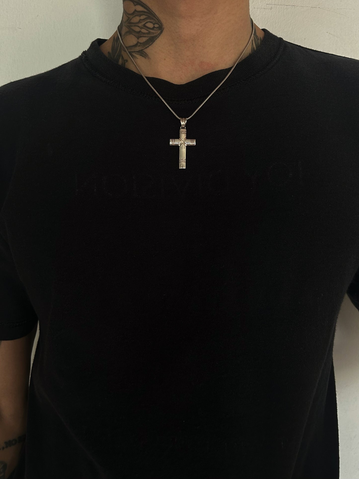 Vintage Silver 925 Cross Rope Necklace