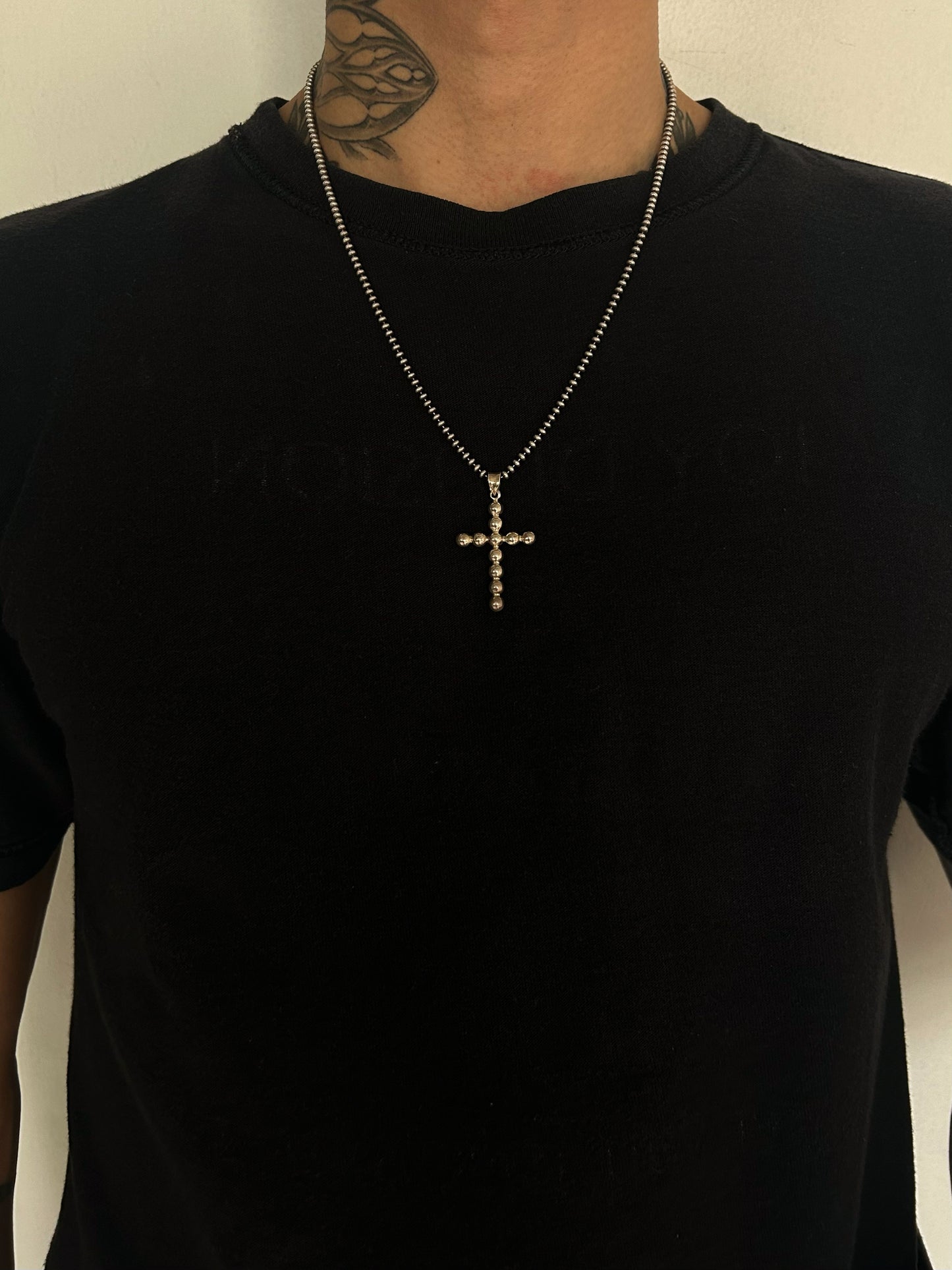 Vintage Silver 925 Cross Ball Charm Neckalce